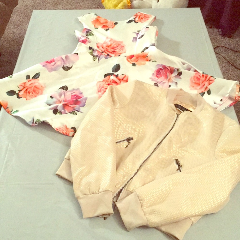 Un Deux Trois Girls White and Floral Dress